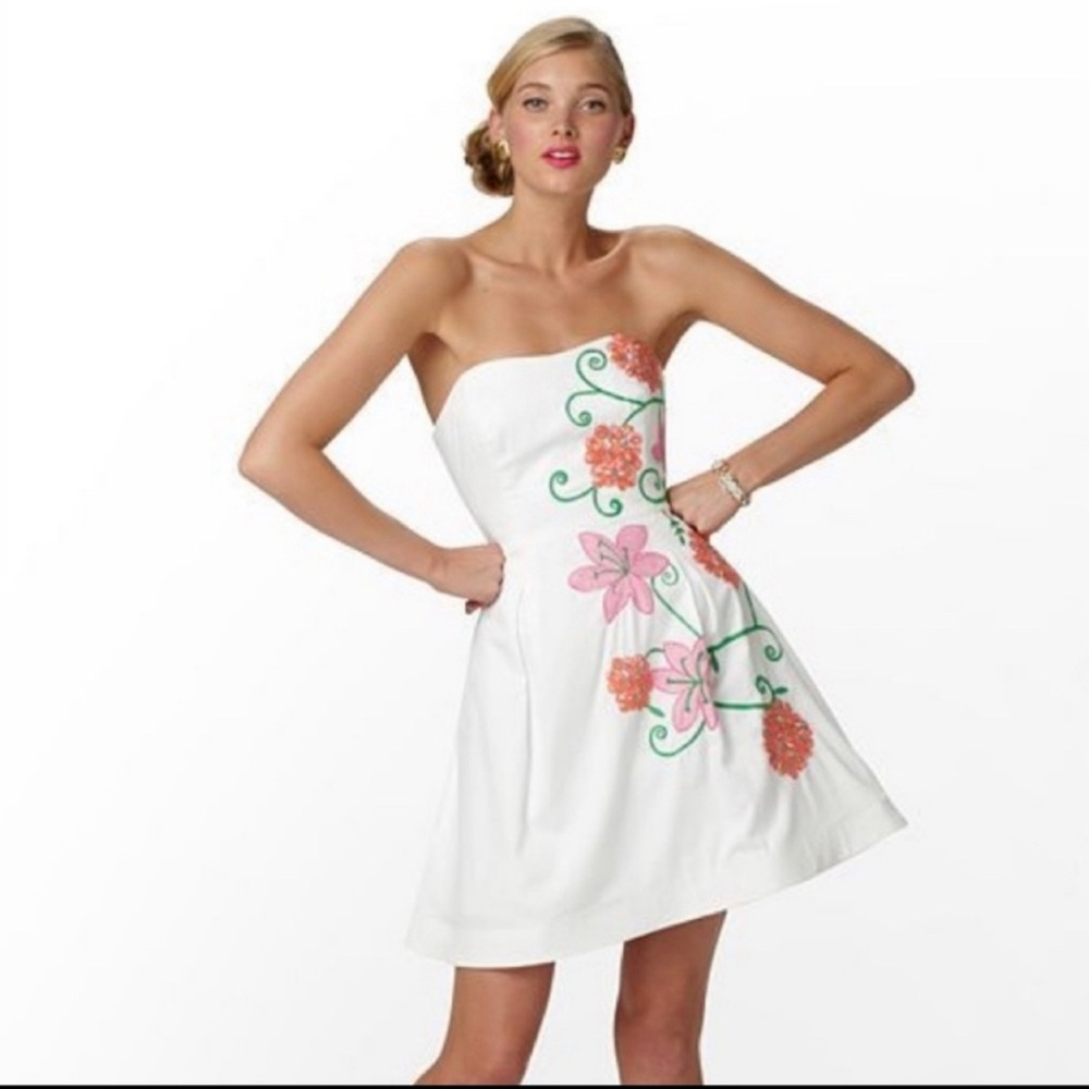 Lily Pulitzer Flower Embroidered Casual Dress